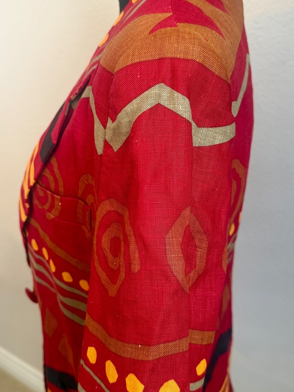 Vintage Red Patterned Casual Women Blazer - Picture 4 of 10
